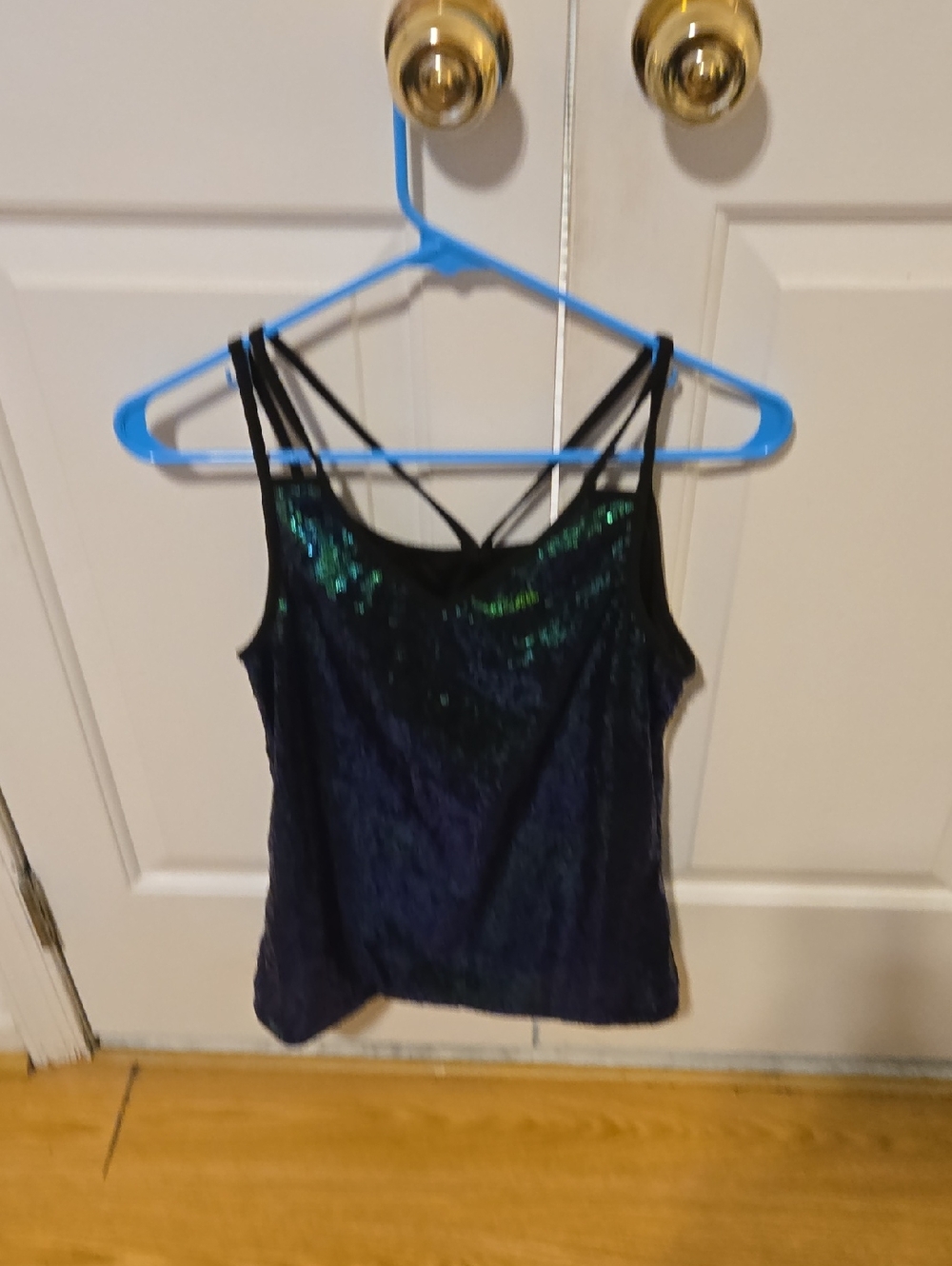 Women's Iridescent Navy Sequin Cami Top - Unbranded